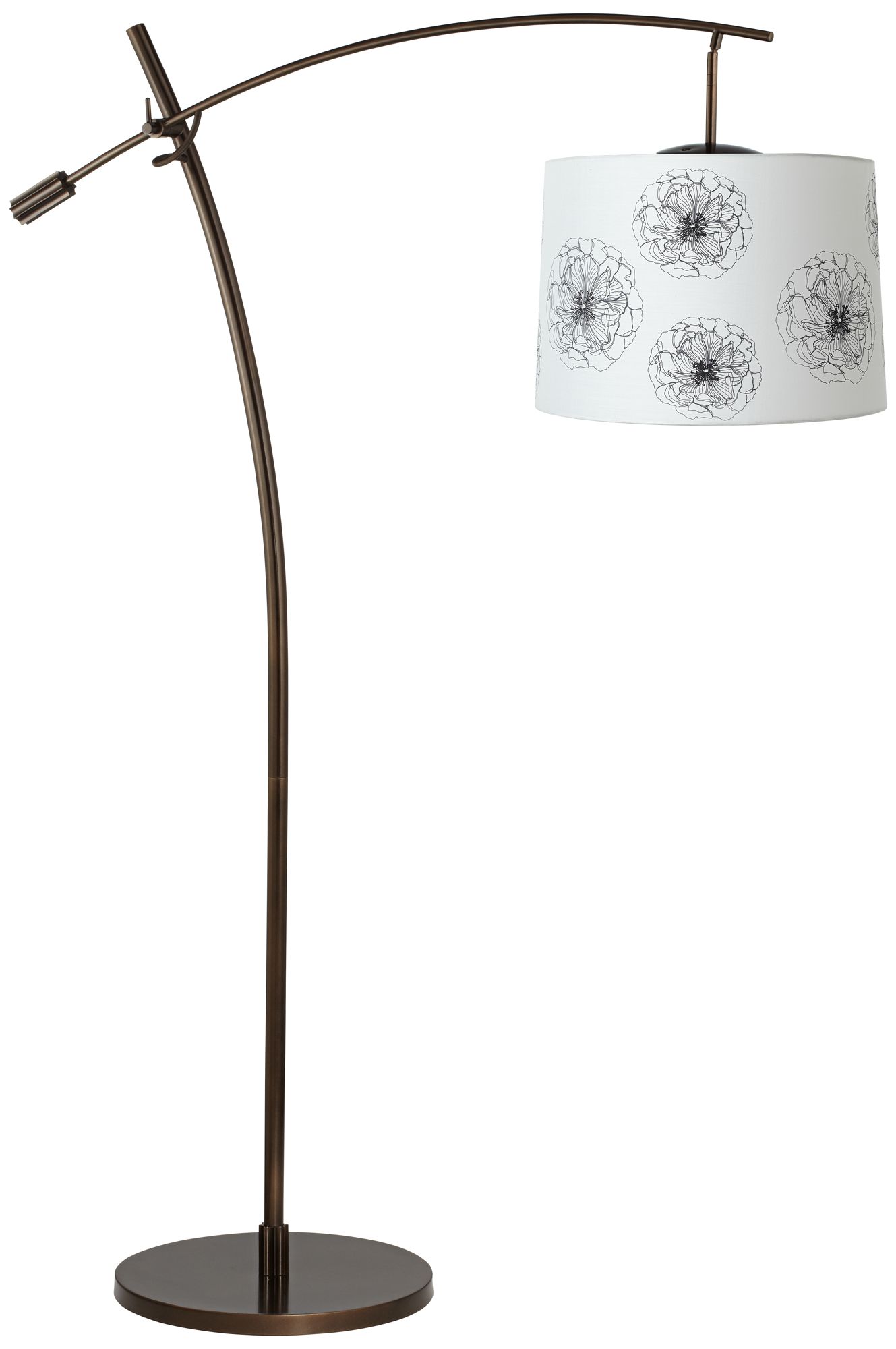 Tara Flower Graphic Shade Balance Arm Arc Floor Lamp