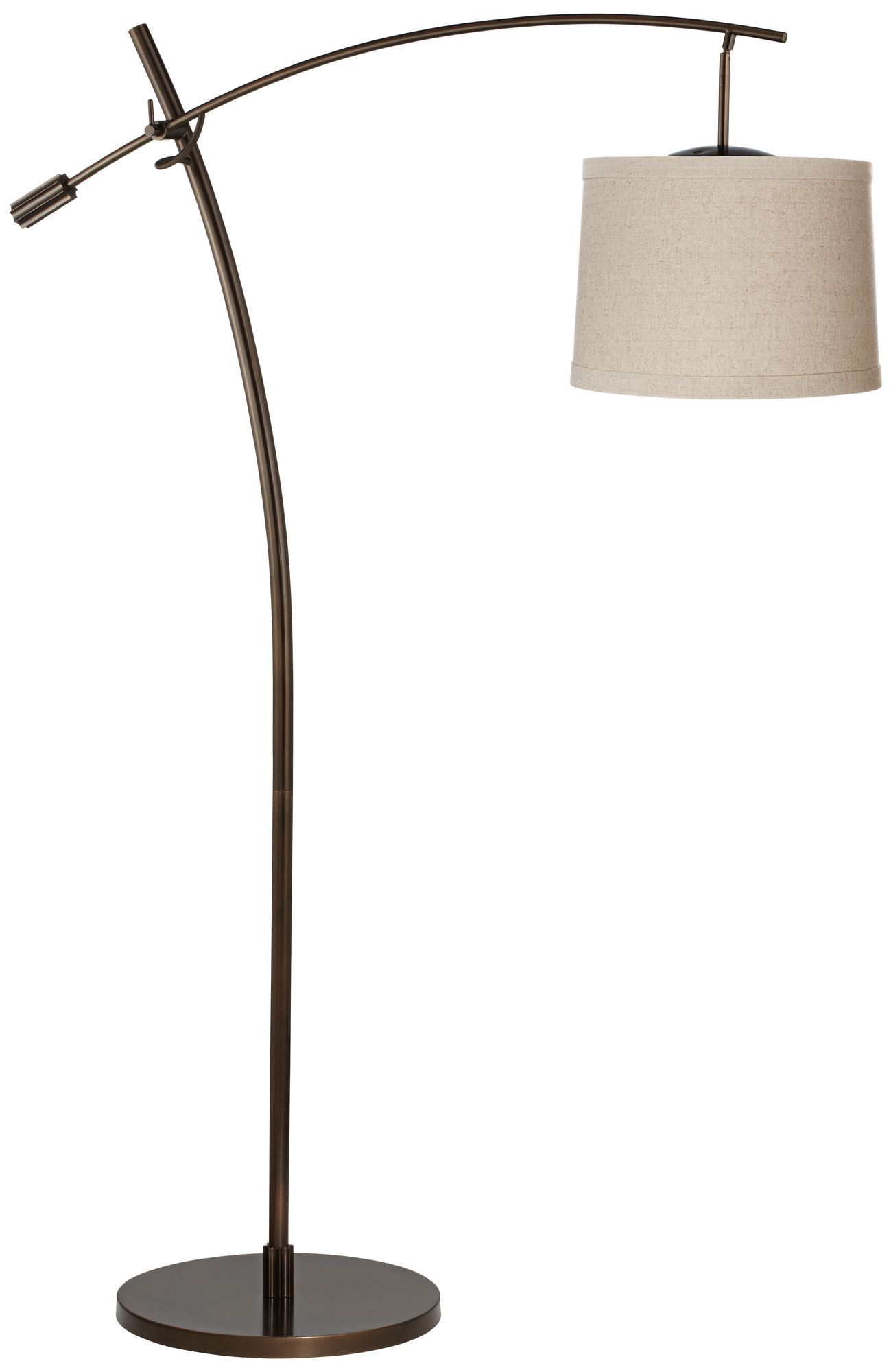 Tara Natural Linen Shade Balance Arm Arc Floor Lamp