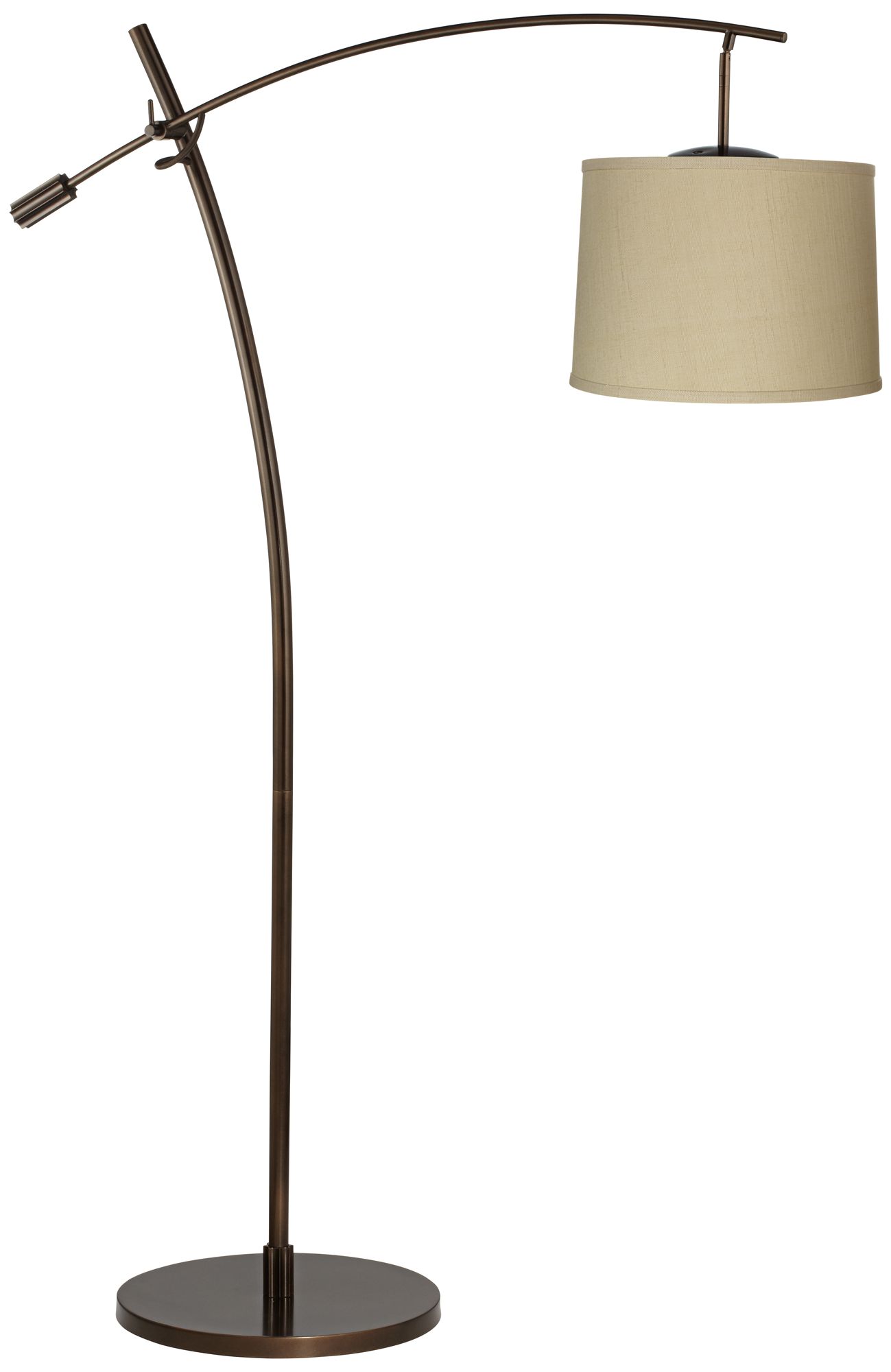 Tara Herbal Linen Shade Balance Arm Arc Floor Lamp