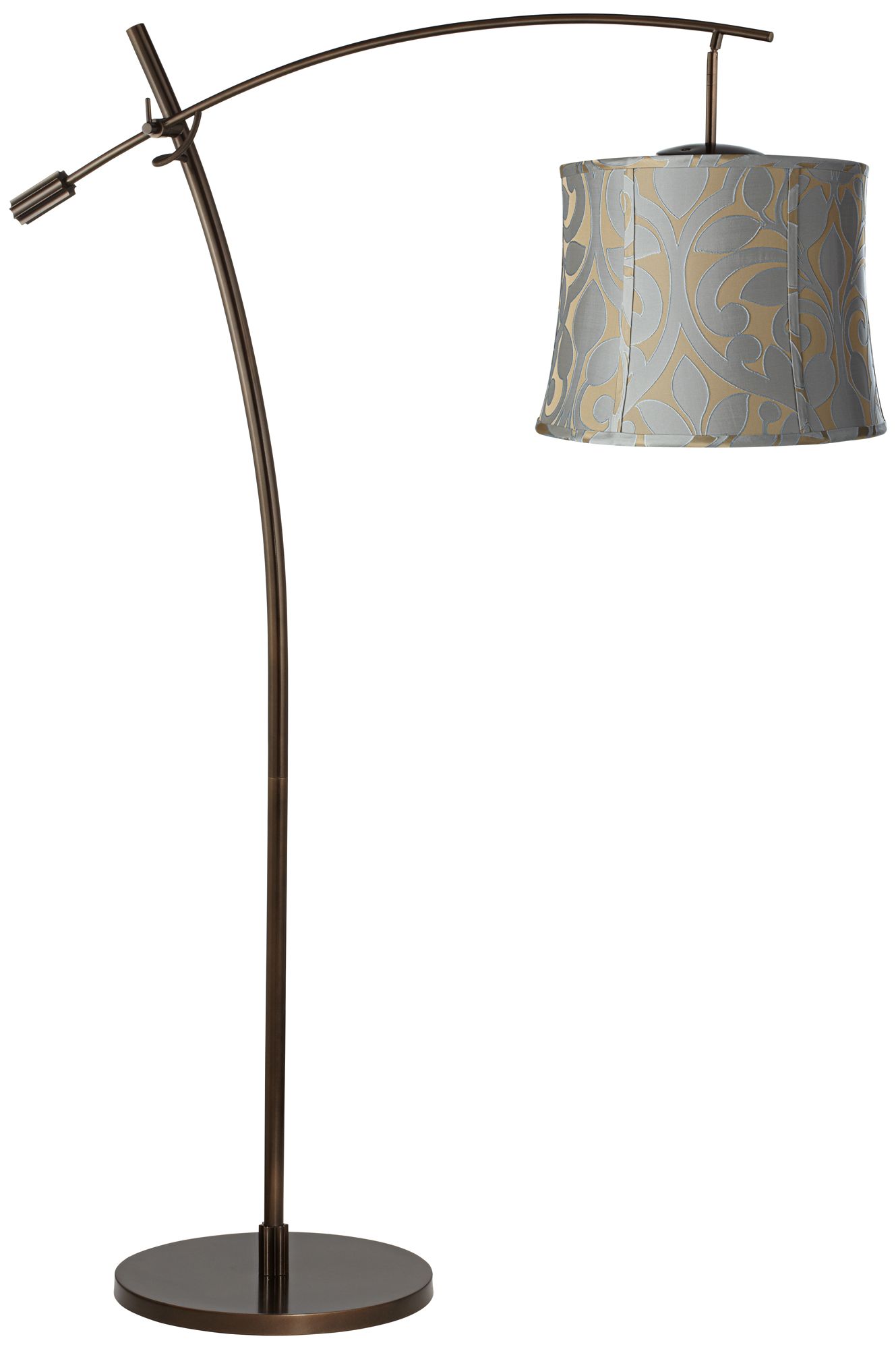 Tara Lillian Floral Shade Balance Arm Arc Floor Lamp