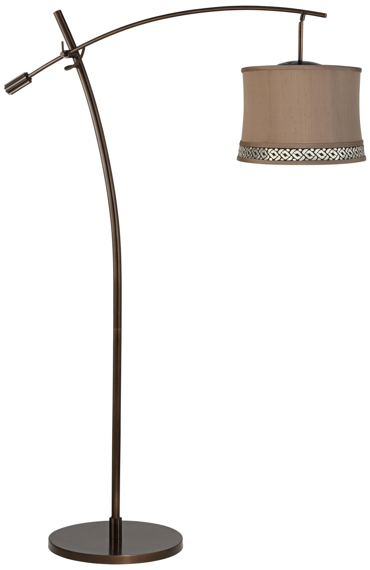 Tara Gold Trim Shade Balance Arm Arc Floor Lamp