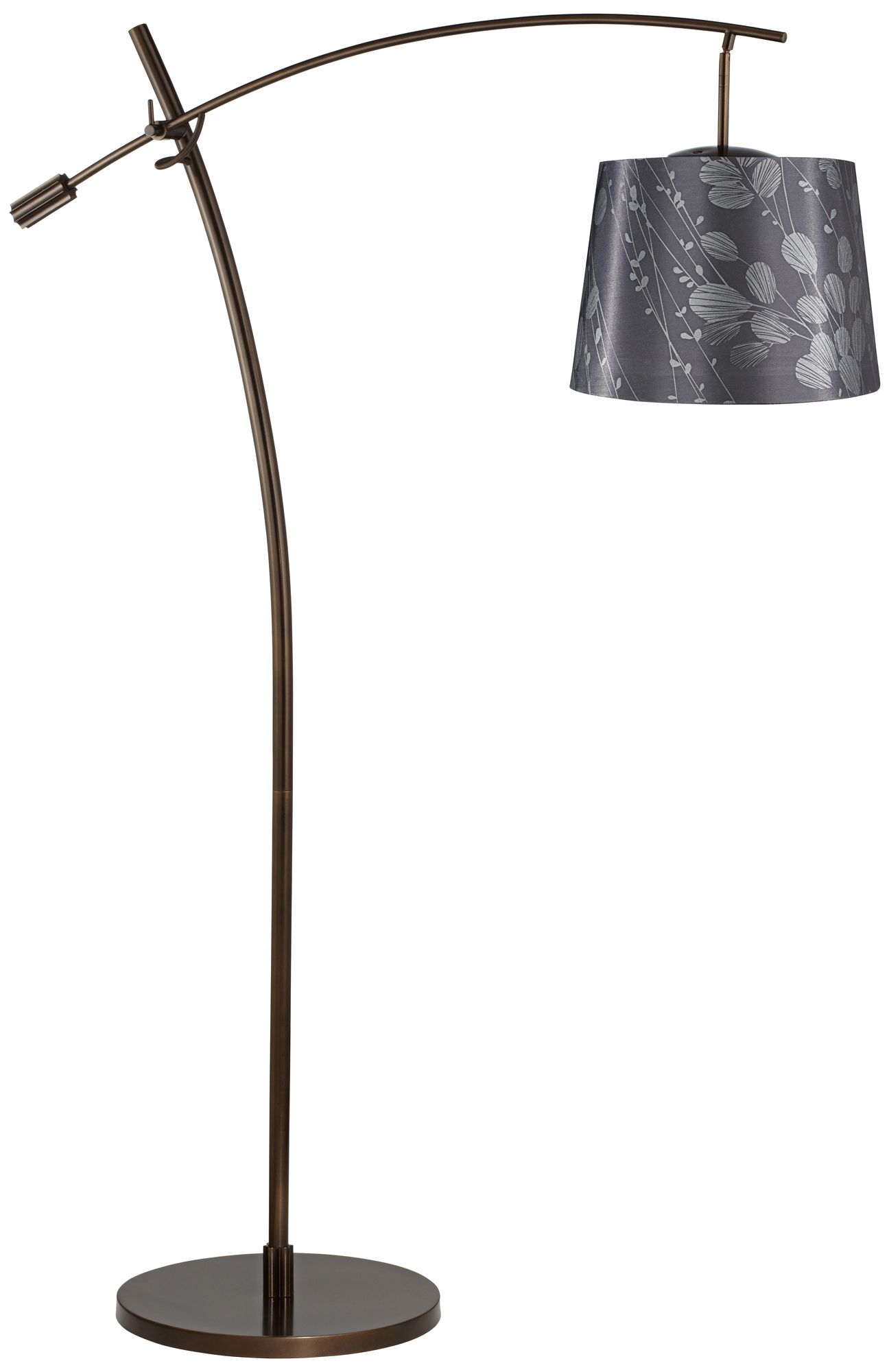 Tara Silver Leaves Shade Balance Arm Arc Floor Lamp