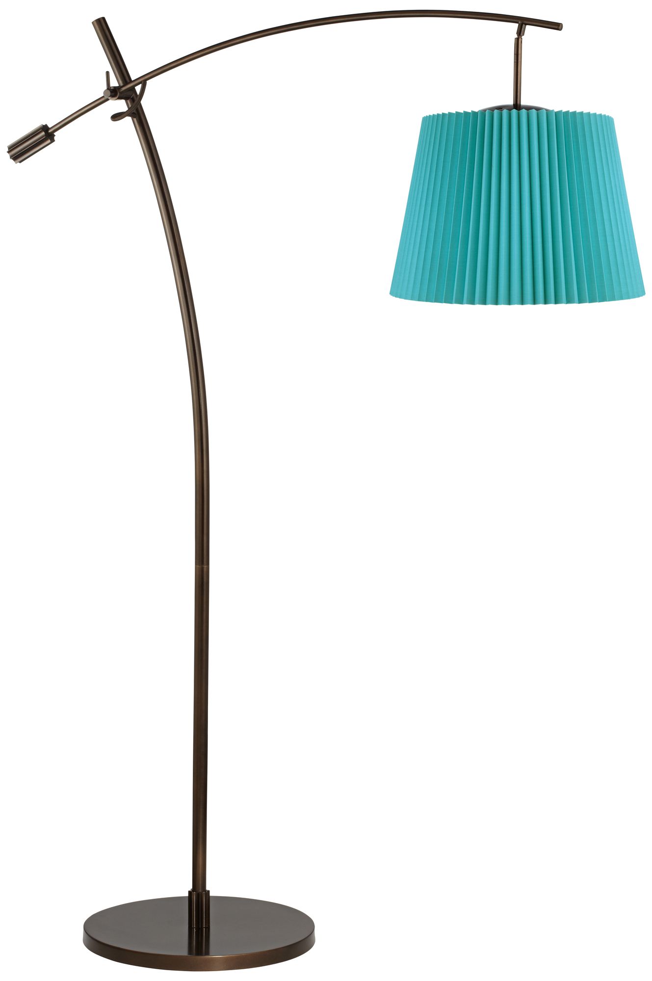 Tara Turquoise Knife Pleat Balance Arm Arc Floor Lamp