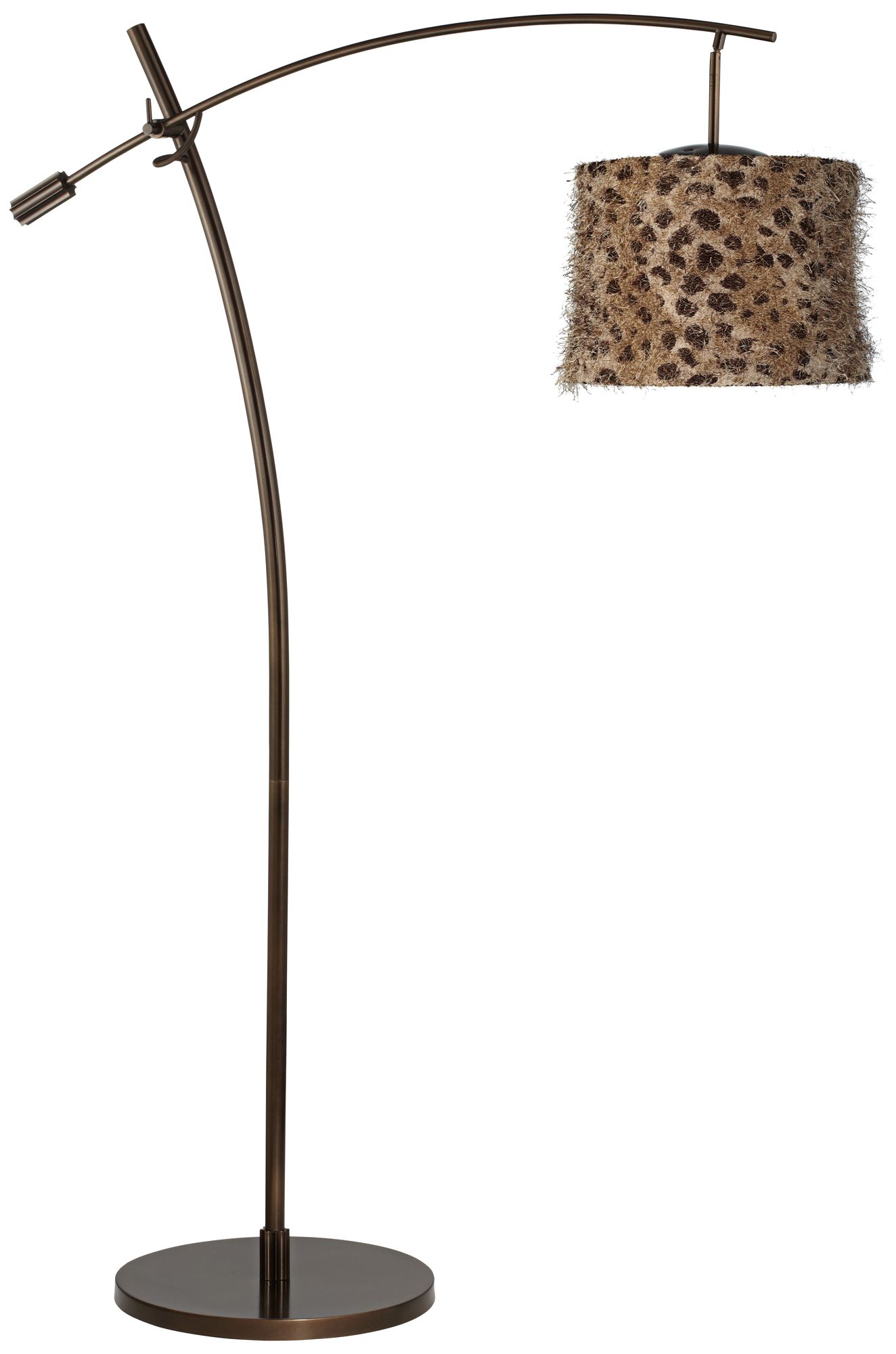 Tara Leopard Shag Shade Balance Arm Arc Floor Lamp