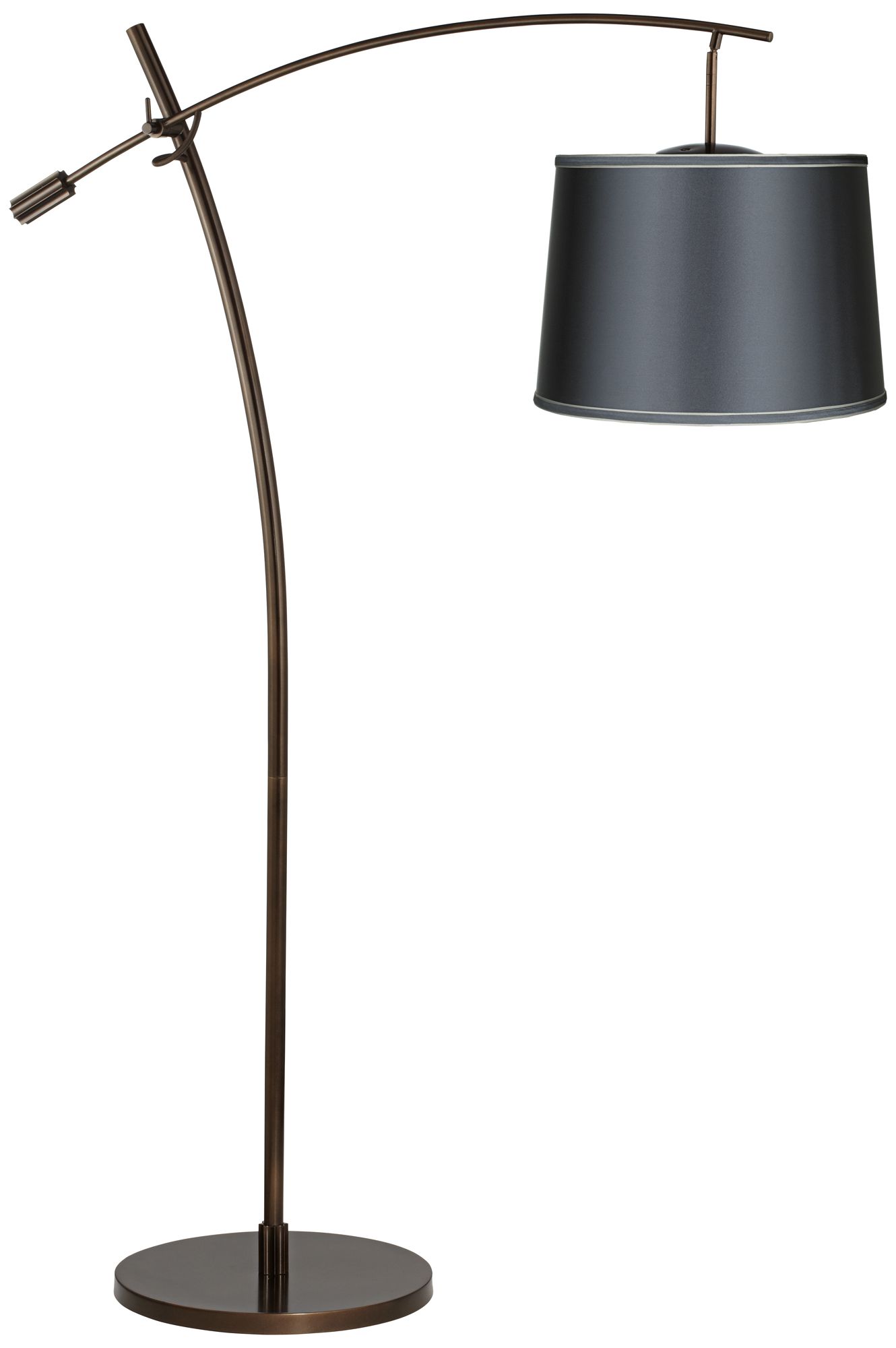 Tara Dark Gray Satin Shade Balance Arm Arc Floor Lamp