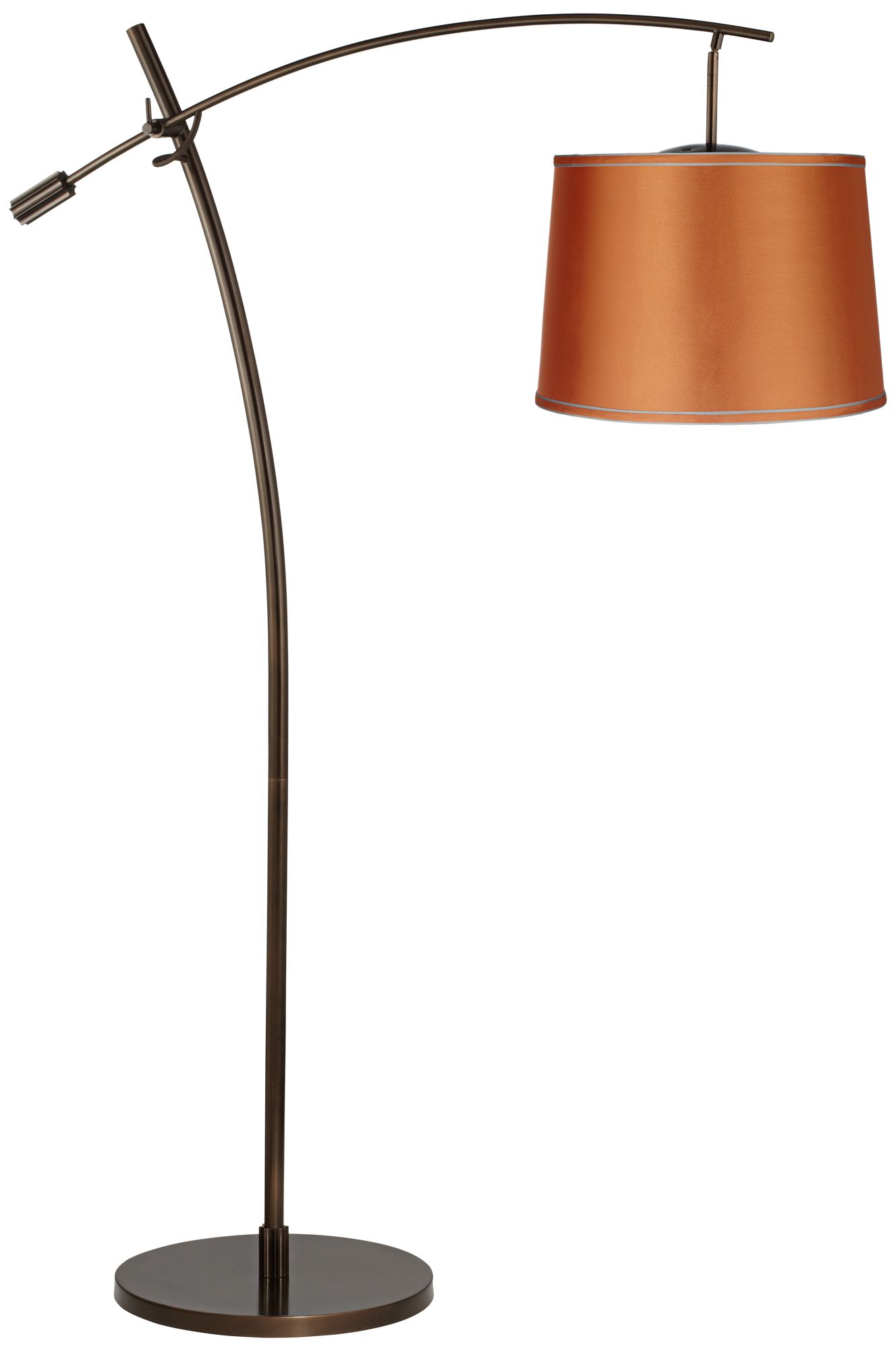 Tara Orange Satin Shade Balance Arm Arc Floor Lamp