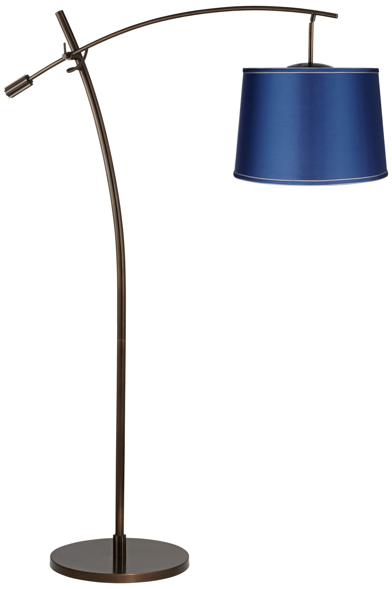 Tara Medium Satin Blue Shade Balance Arm Arc Floor Lamp