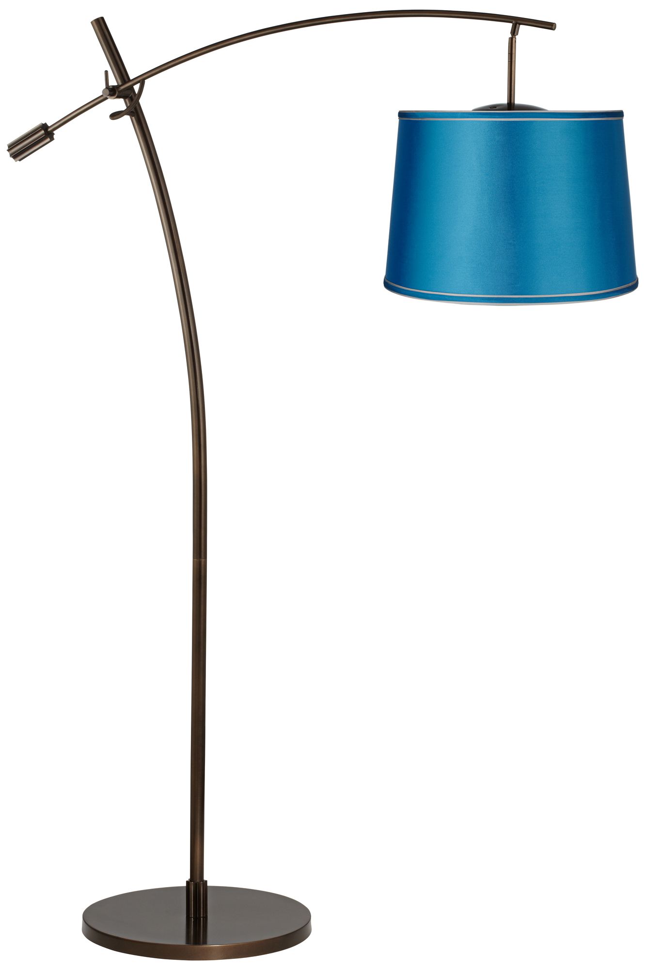 Tara Turquoise Satin Shade Balance Arm Arc Floor Lamp