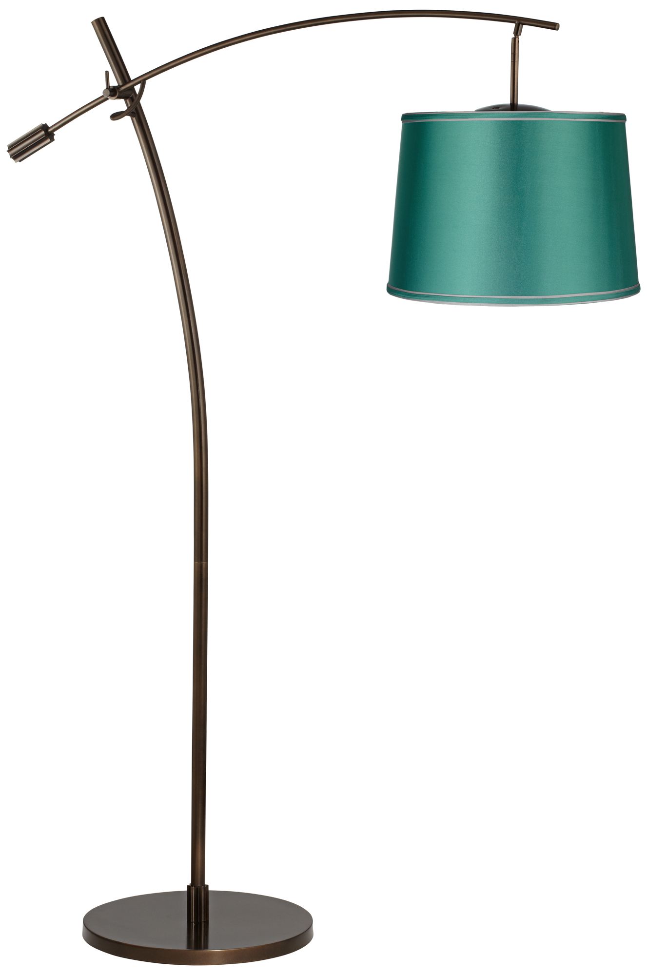 Tara Sea Green Satin Shade Balance Arm Arc Floor Lamp