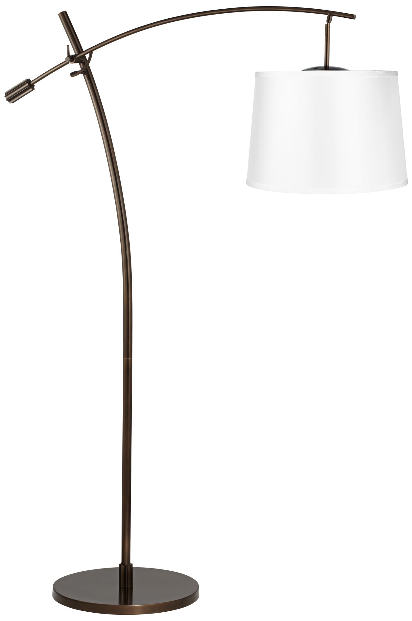 Tara Simple White Satin Shade Balance Arm Arc Floor Lamp