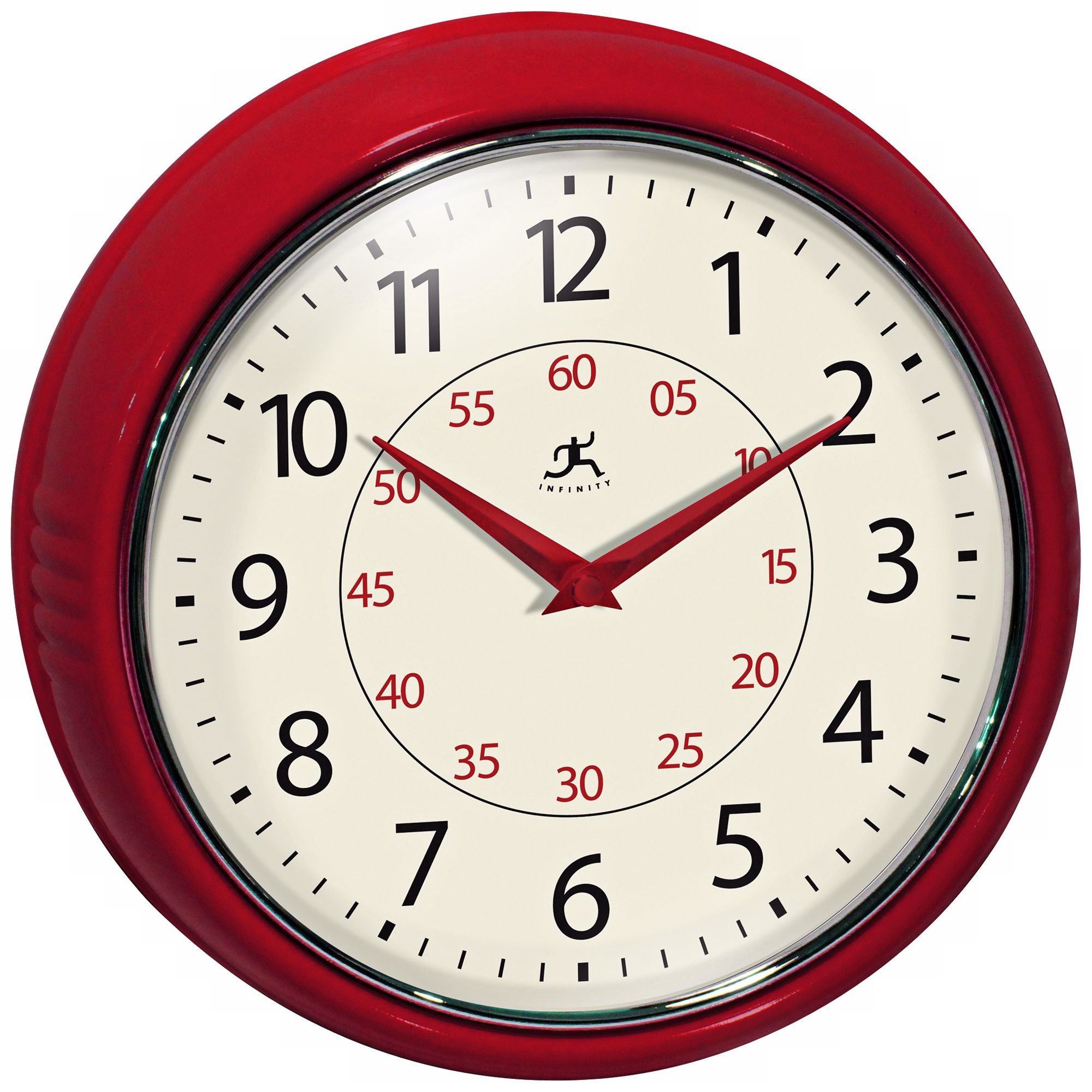 Retro 9 1/2" Wide Red Wall Clock