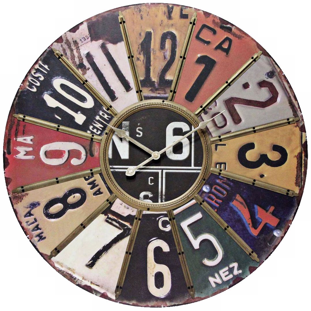 Traveler 24" Round License Plate Wall Clock
