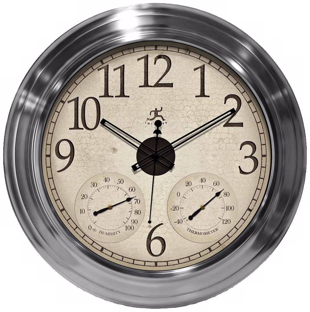 Solar Flare 24 1/2"W Indoor/Outdoor Nickel Wall Clock