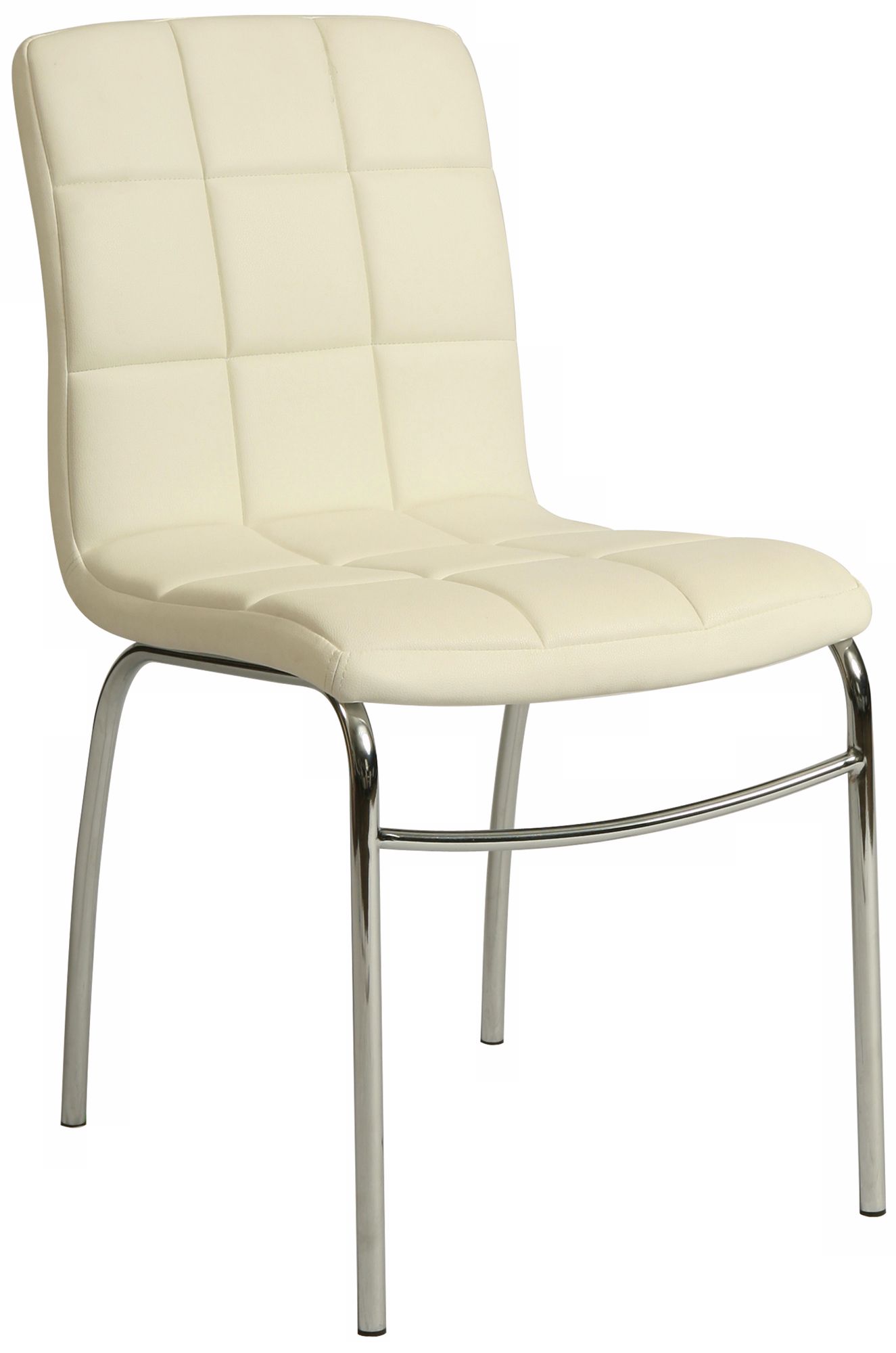 Fleming Ivory Faux Leather and Chrome Side Chair