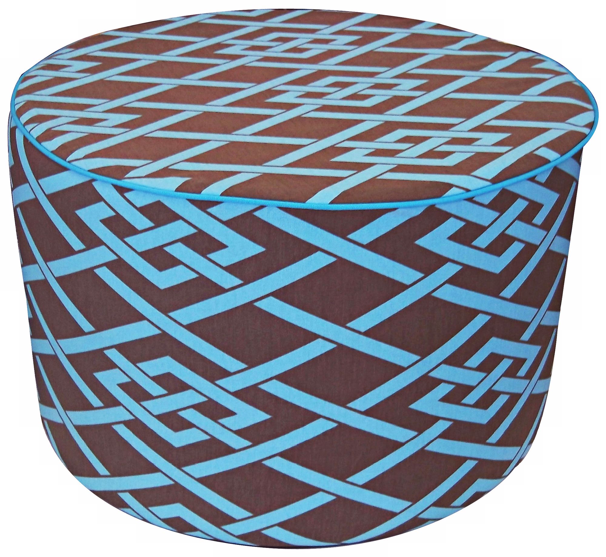 Point Round Brown and Blue Ottoman