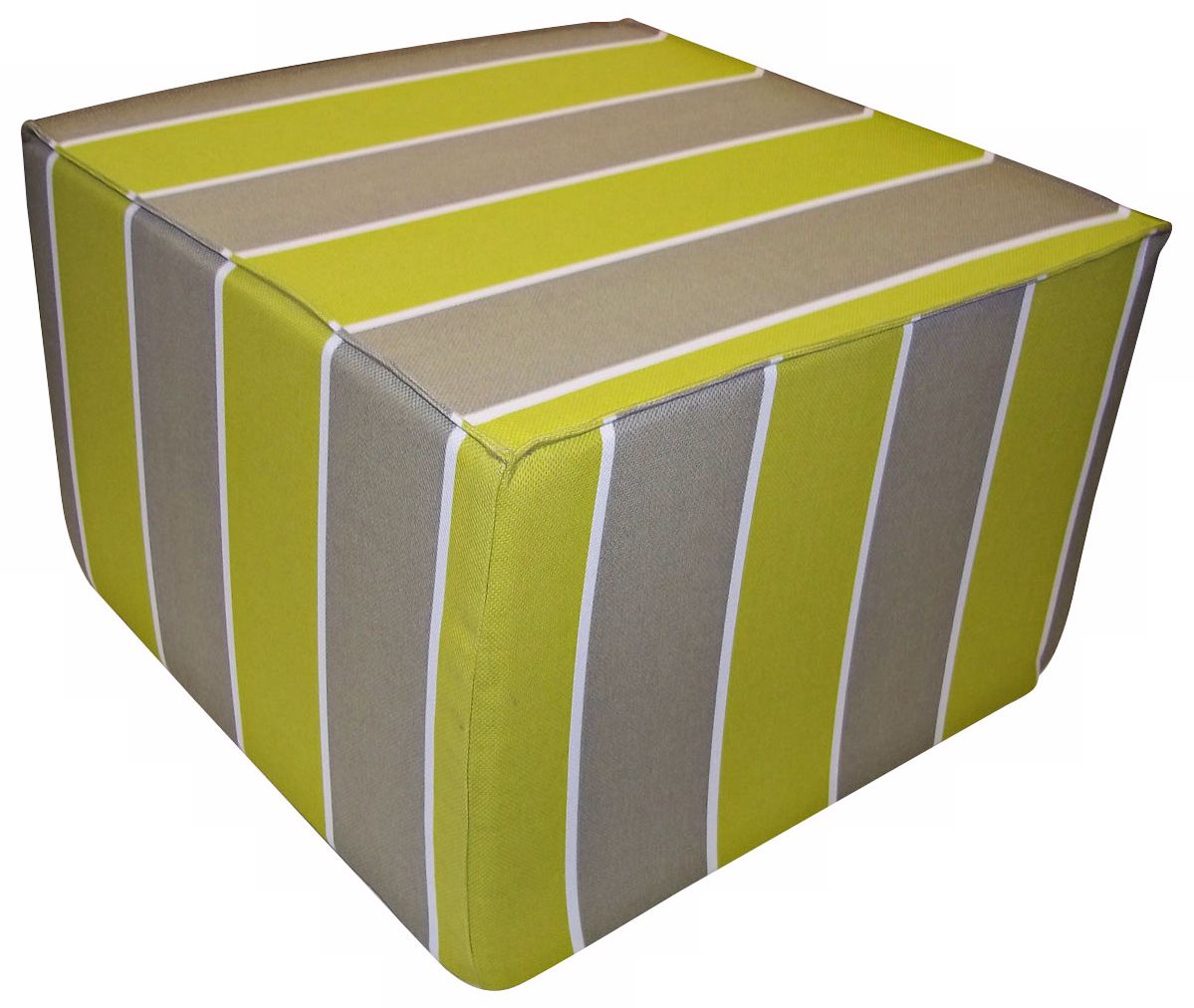 Garden Stripes Square Lime Ottoman