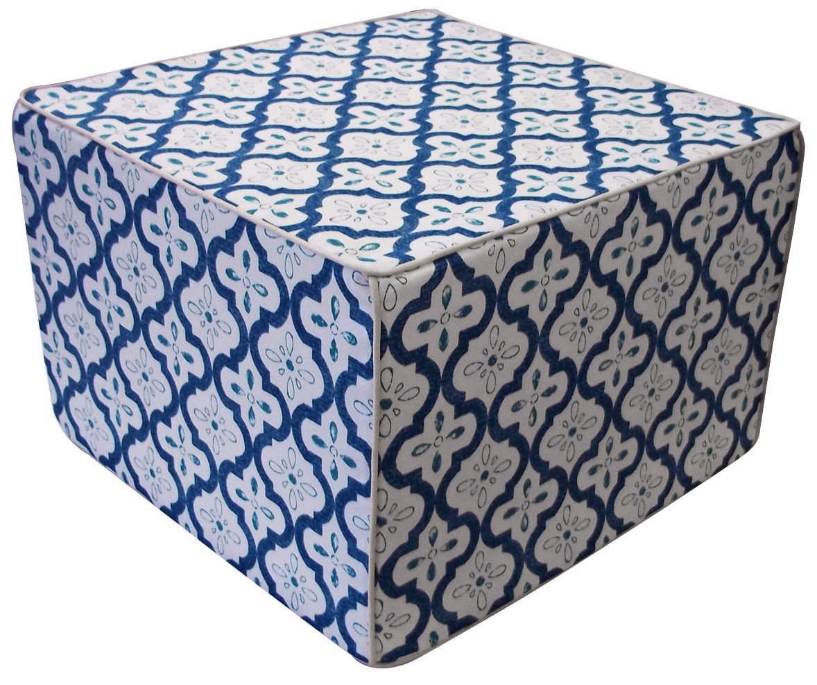 Tiles Outdoor Square Teal Ottoman