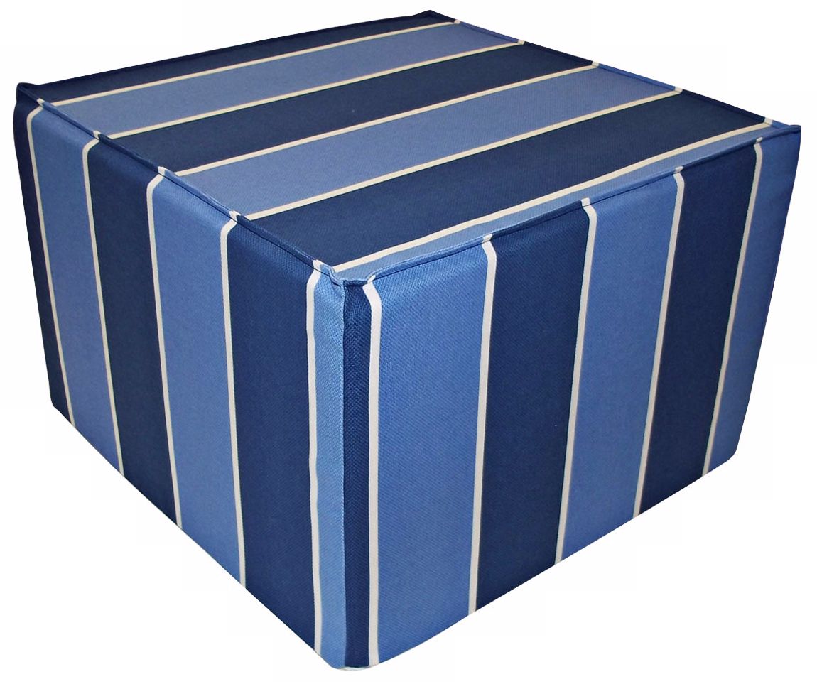 Blueberry Stripes Outdoor Square Ottoman