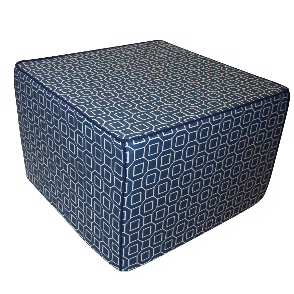 Hexagon Outdoor Square Slate Blue Ottoman