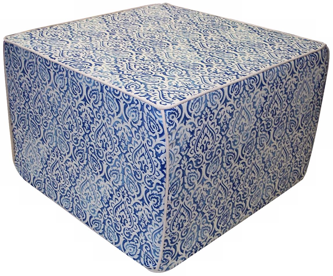 Jaipur Outdoor Square Blue Ottoman