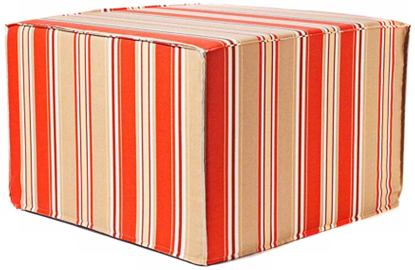 Oriole Stripes Outdoor Square Orange Ottoman