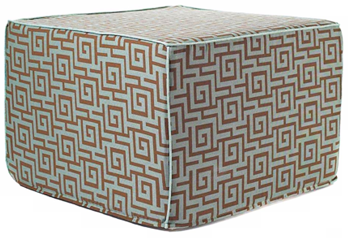 Puzzle Outdoor Square Blue and Brown Ottoman