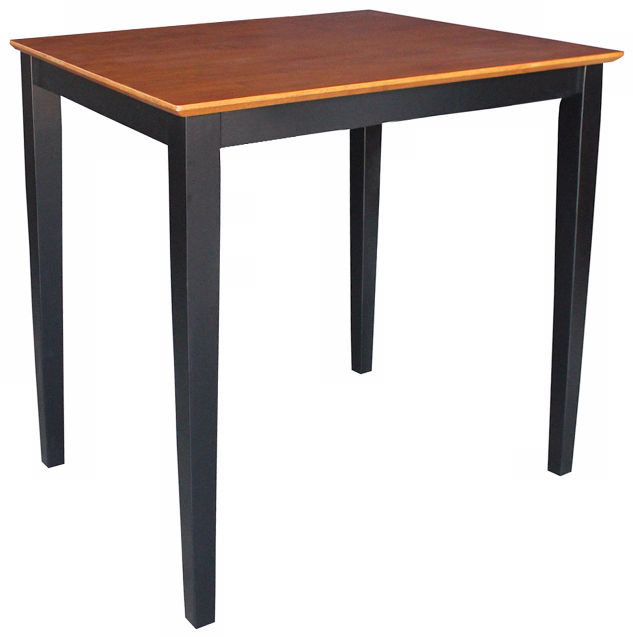 Solid Wood 36" High Shaker Leg Black and Cherry Wood Table
