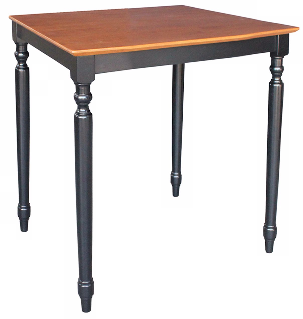 Solid Wood 36" High Turned Leg Black and Cherry Wood Table