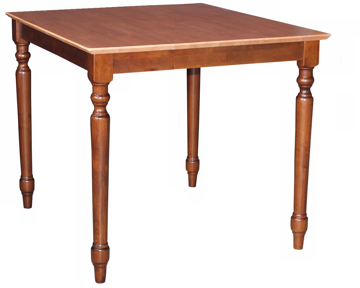 Solid Wood 30" Square Cinnamon Turned Leg Table