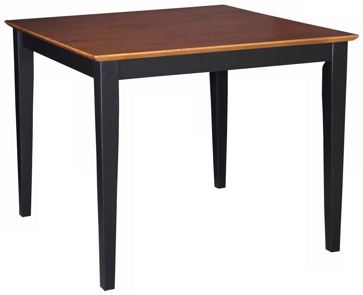 Solid Wood 36" Square Black and Cherry Wood Shaker Leg Table