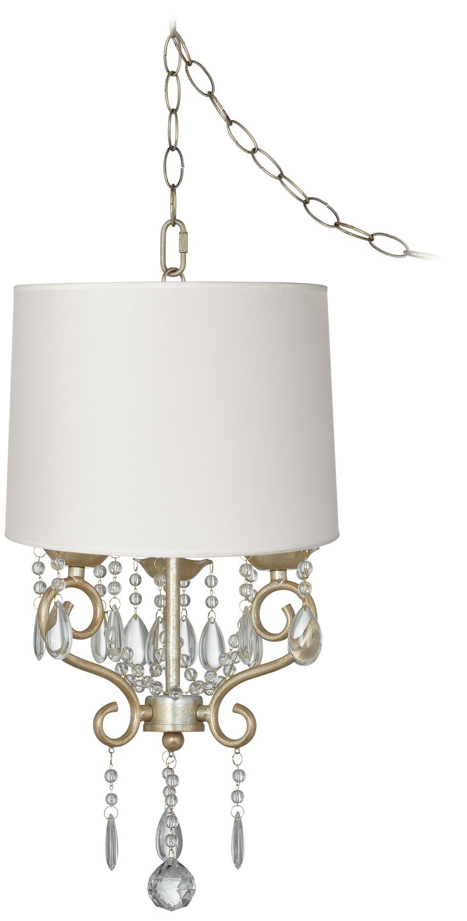 Conti 14" Wide Mini Swag Chandelier with White Drum Shade