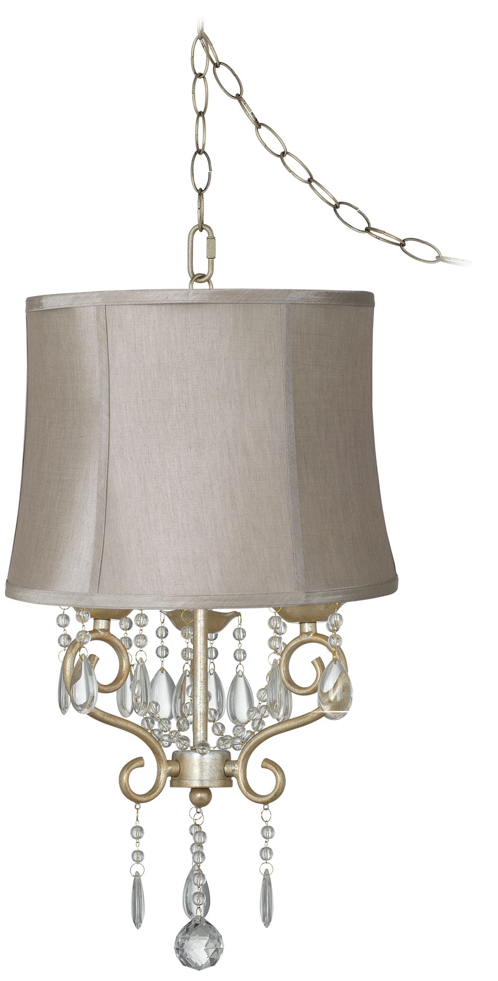 Conti 16" Wide Mini Swag Chandelier with Taupe Shade