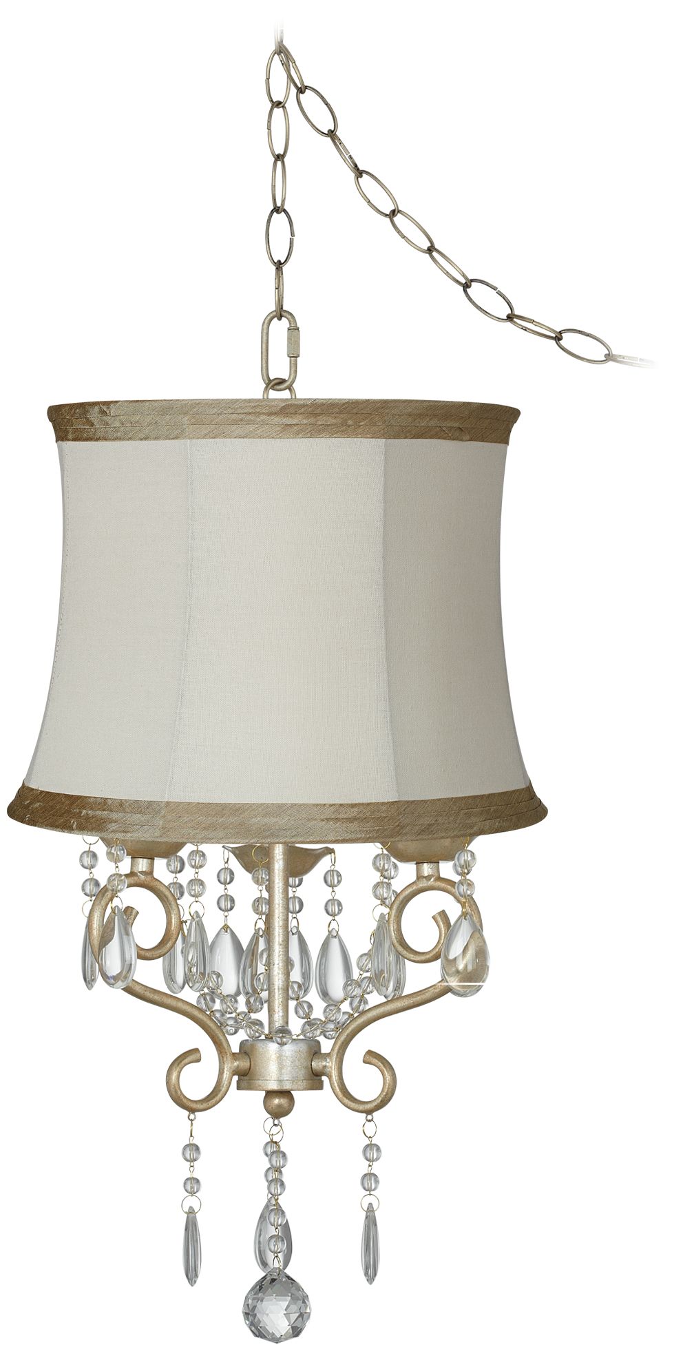 Conti 16" Wide Mini Swag Chandelier with Ivory Taupe Shade