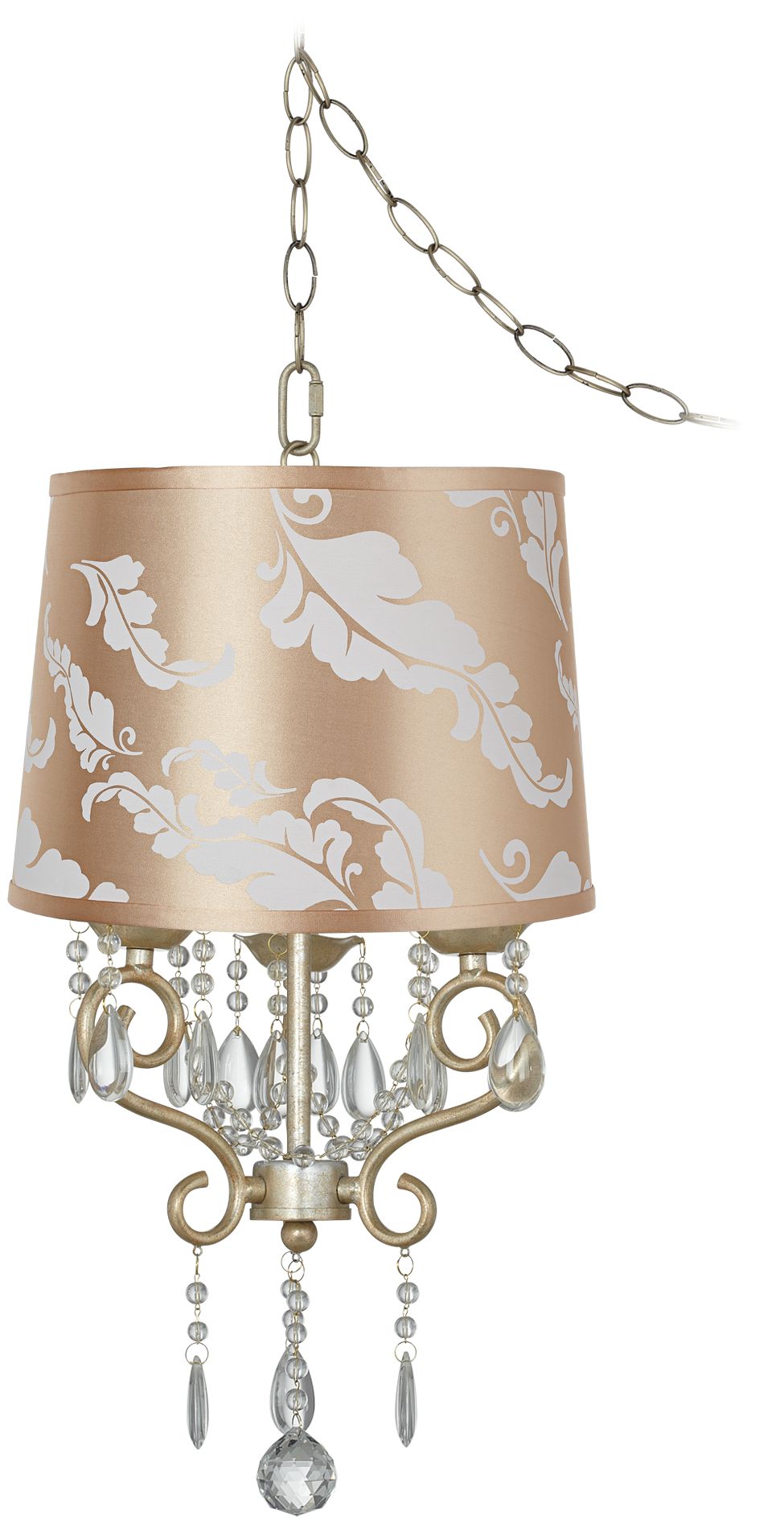 Conti 15" Wide Mini Swag Chandelier with Beige Leaf Shade