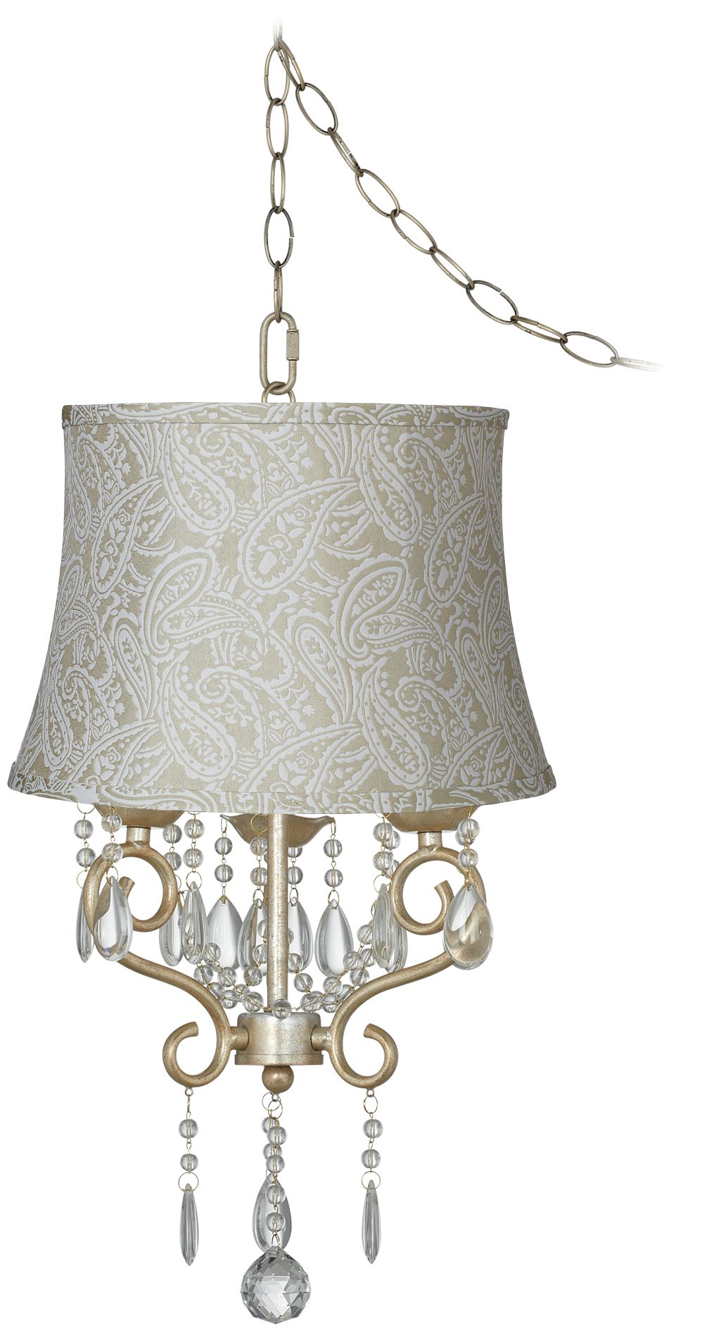 Conti 16" Wide Paisley Brocade Shade Mini Swag Chandelier