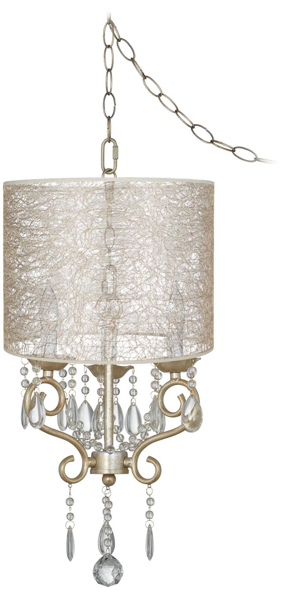 Conti 14" Wide Transparent Fiber Shade Mini Swag Chandelier
