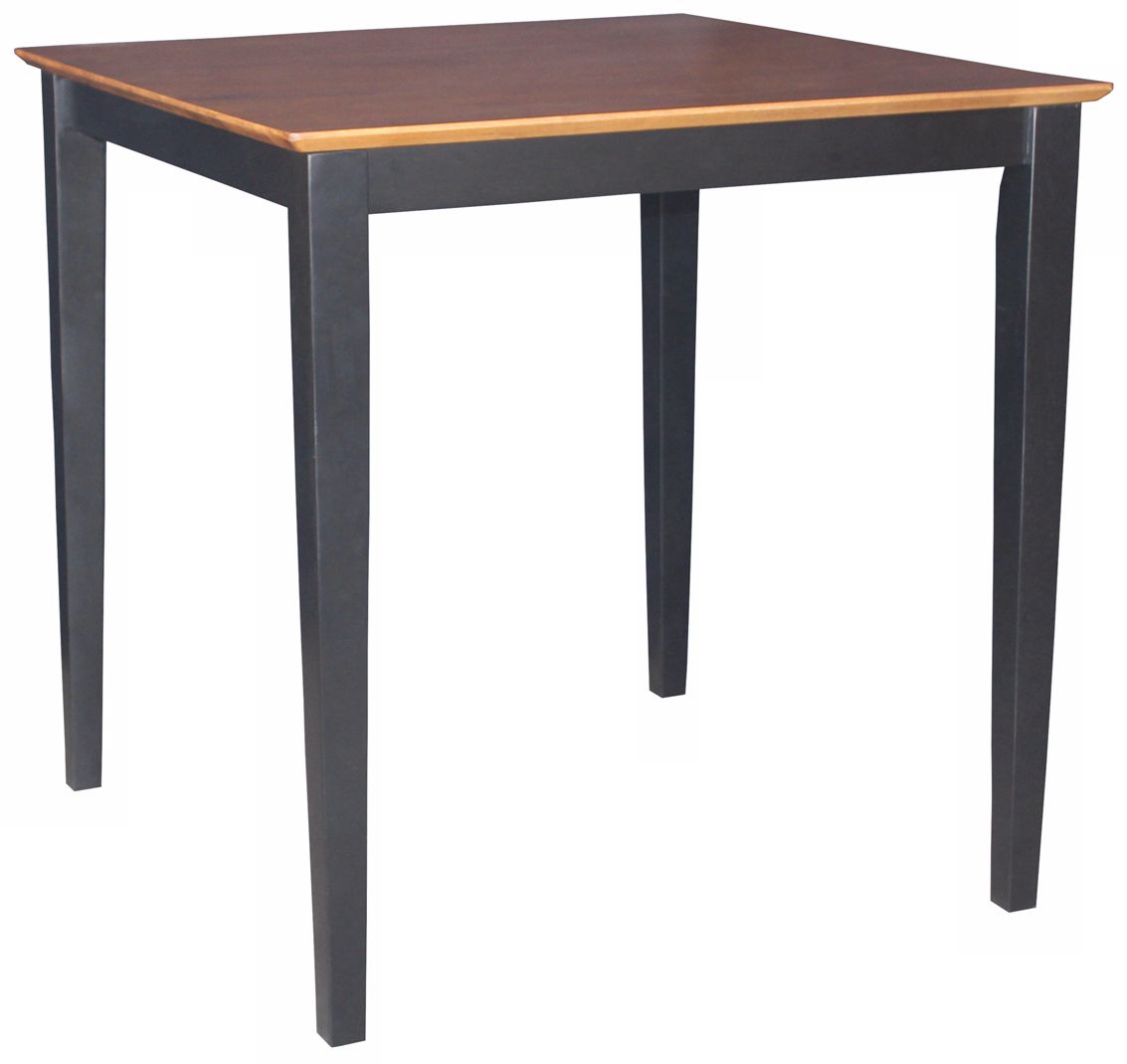 Solid Wood 36" High Black and Cherry Wood Shaker Leg Table