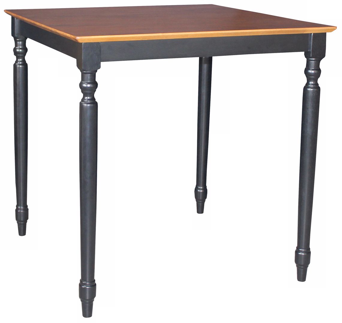 Solid Wood 36" High Black and Cherry Wood Turned Leg Table