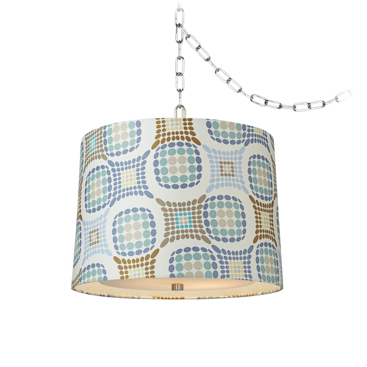Dyer Steel 14" Wide Blue Brown Dot Shaded Swag Chandelier
