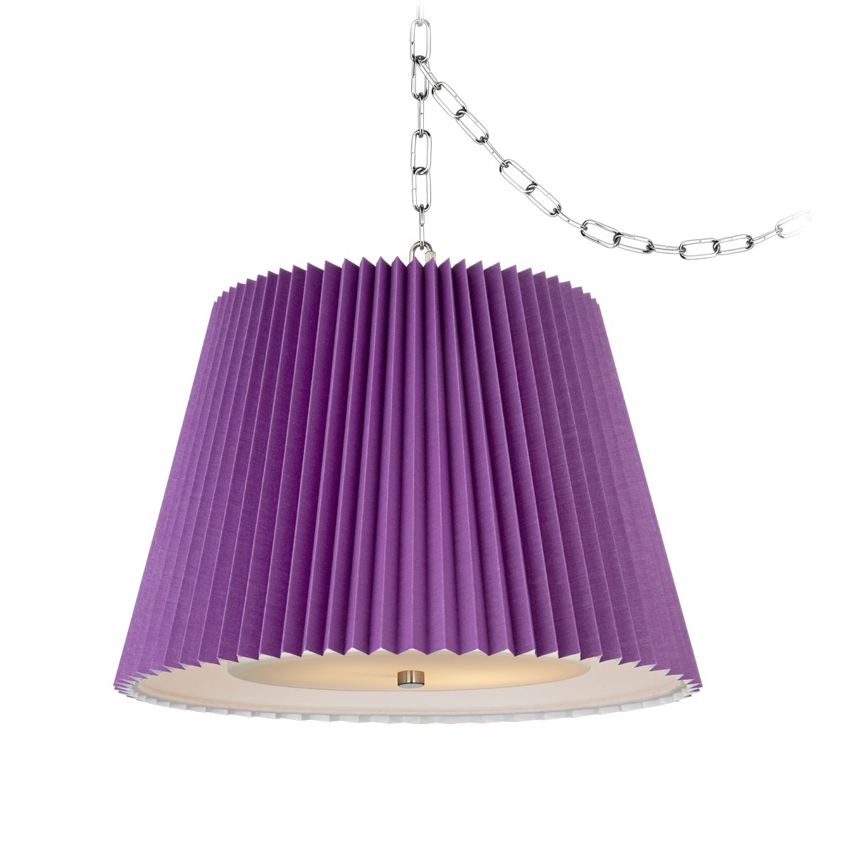 Dyer Brushed Steel 16" Wide Purple Pleat Shade Chandelier