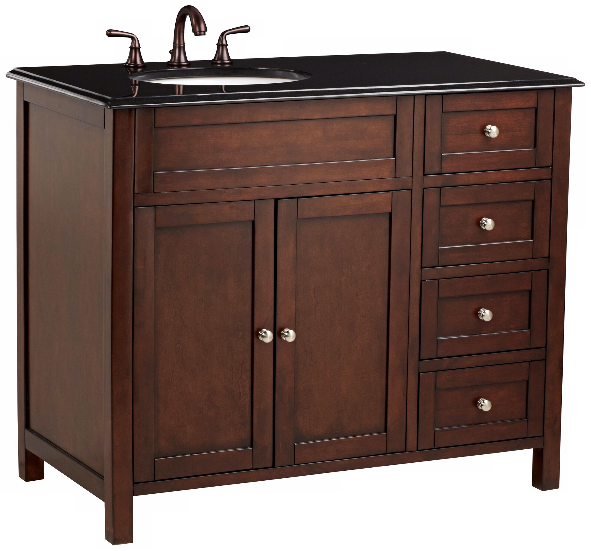 Andrea Black Granite Espresso Single Sink Vanity