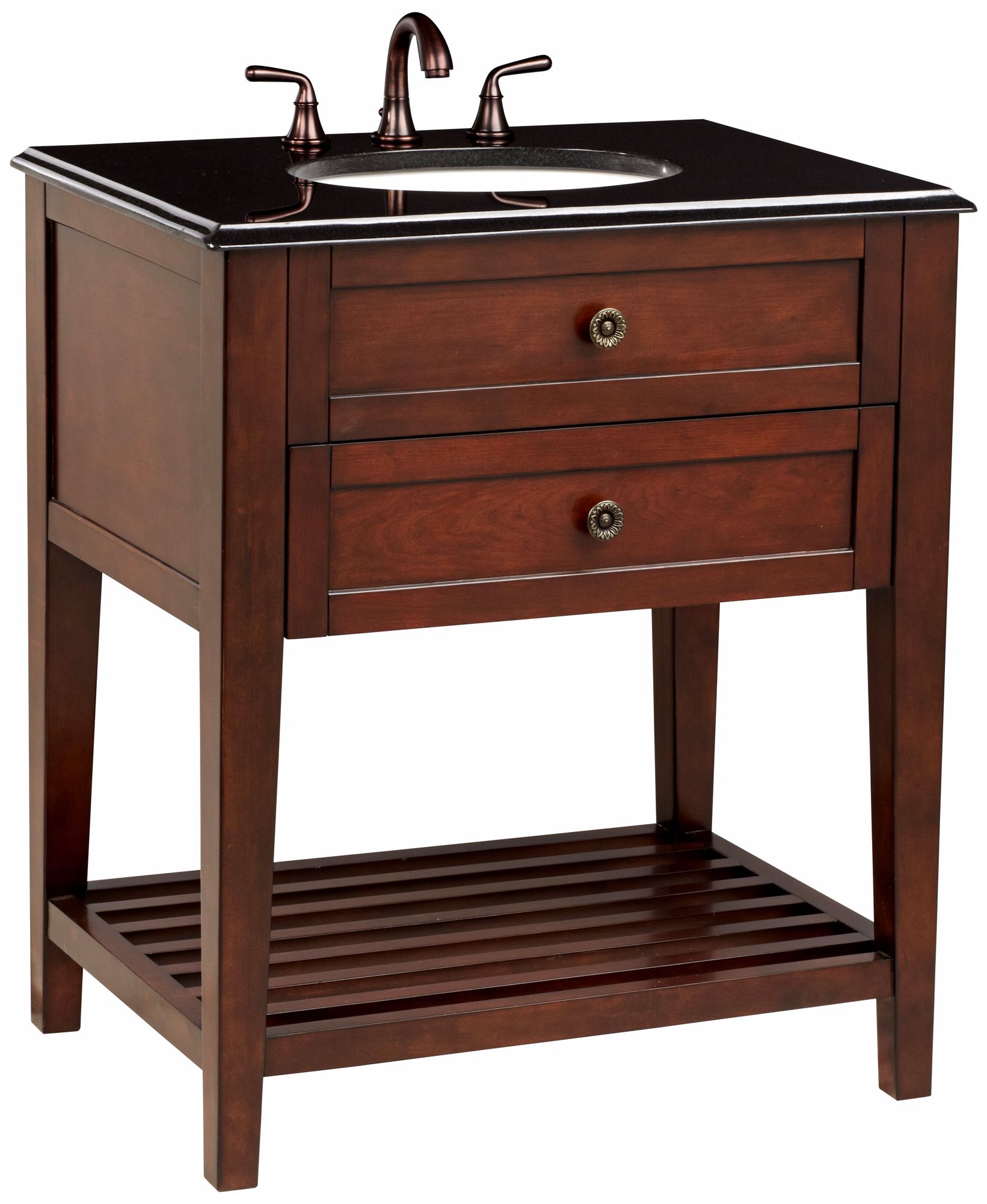 Sydney Black Granite Espresso Single Sink Vanity