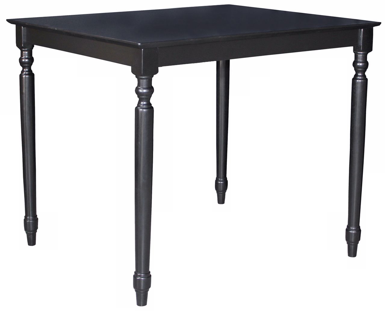 Solid Wood 36" High Turned Leg Rectangular Black Table