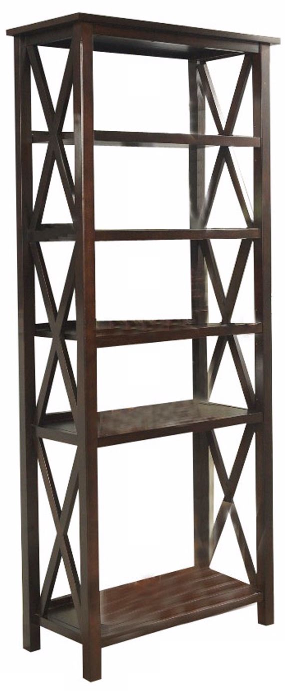 Adrien 5-Shelf Tobacco Brown Bookcase