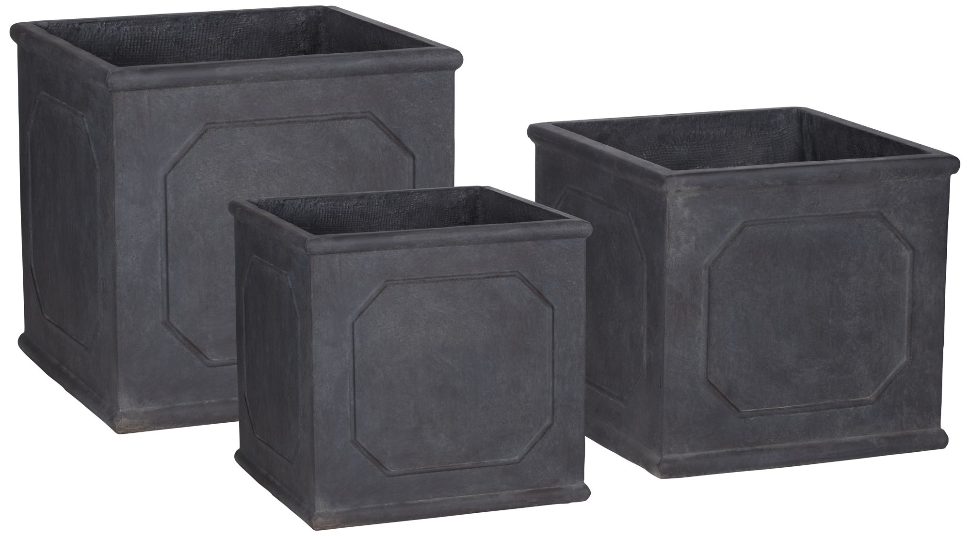 Set of 2 Gunmetal Square Outdoor Planters