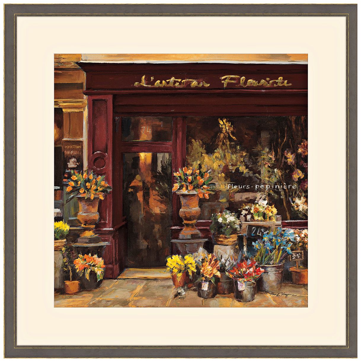 Parisian Shoppe I 25" Square Framed Floral Wall Art