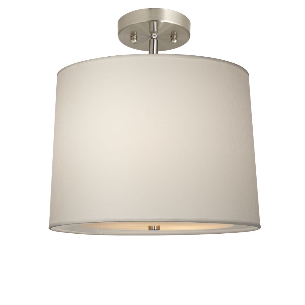 White Drum 14" Wide Brushed Steel Ceiling Light