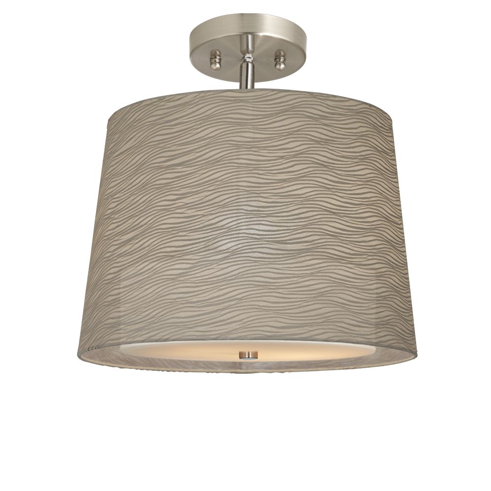 Taupe Horizontal Wave 14" Wide Brushed Steel Ceiling Light