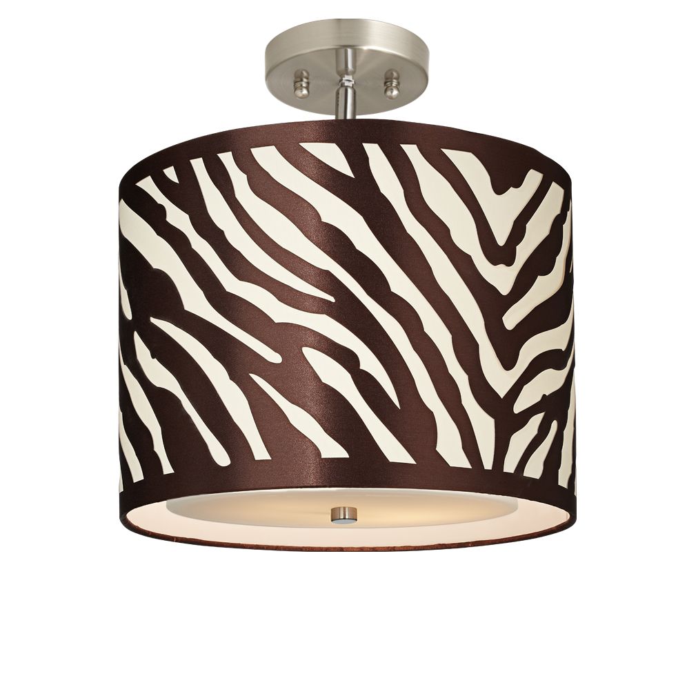Zebra Drum 13 1/2" Wide Brushed Steel Ceiling Light