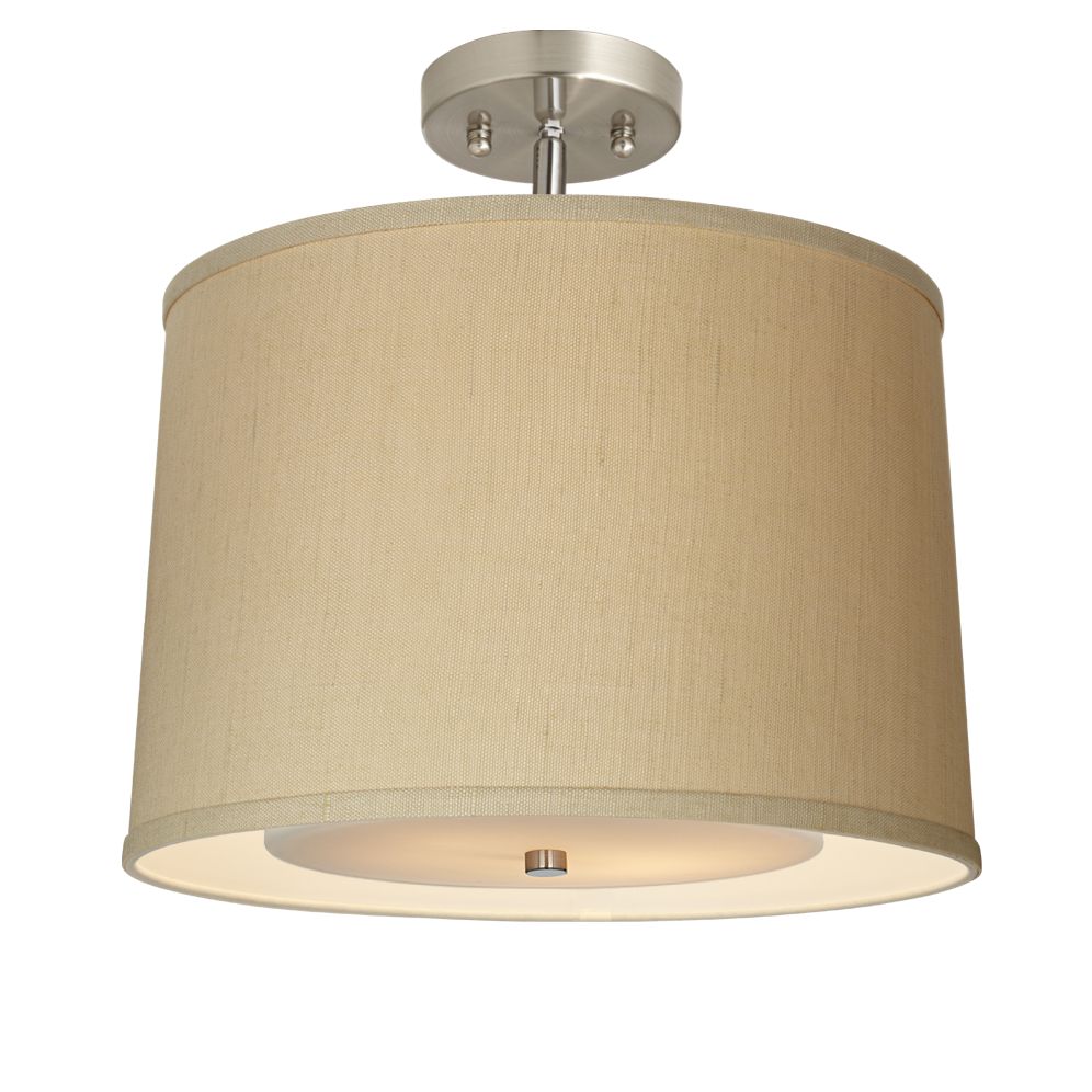 Herbal Linen 16" Wide Brushed Steel Ceiling Light